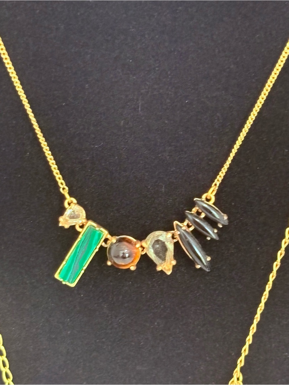 Madewell Multi Layered Gold Tone Geometric Pendant  36” Necklace Adjustable - Picture 2 of 7